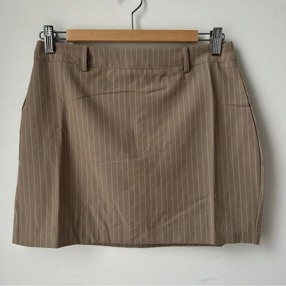 Sans Souci beige‎ / taupe pinstripe mini skirt  small - Picture 6 of 7